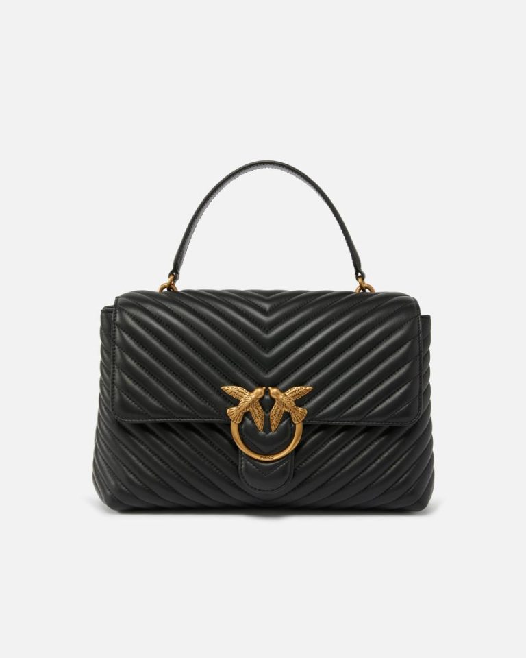 Shoulder Bags Black-Antique Gold Pinko Big Lady Love Bag Puff Chevron