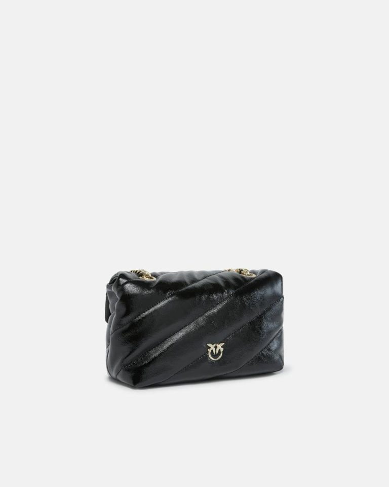 Shoulder Bags Black-Light Gold Pinko Galleria Love Bag Puff Crossbody Bag In Quilted Patent Leather - Image 2
