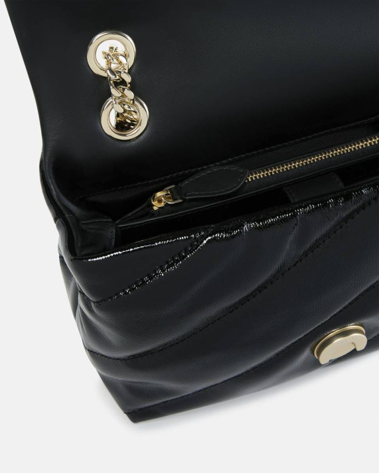 Shoulder Bags Black-Light Gold Pinko Galleria Love Bag Puff Crossbody Bag In Quilted Patent Leather - Image 4