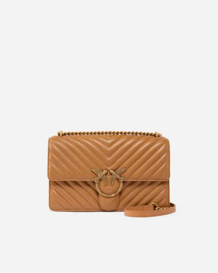 Shoulder Bags Classic Love Bag One Chevron Nougat-Antique Gold Pinko