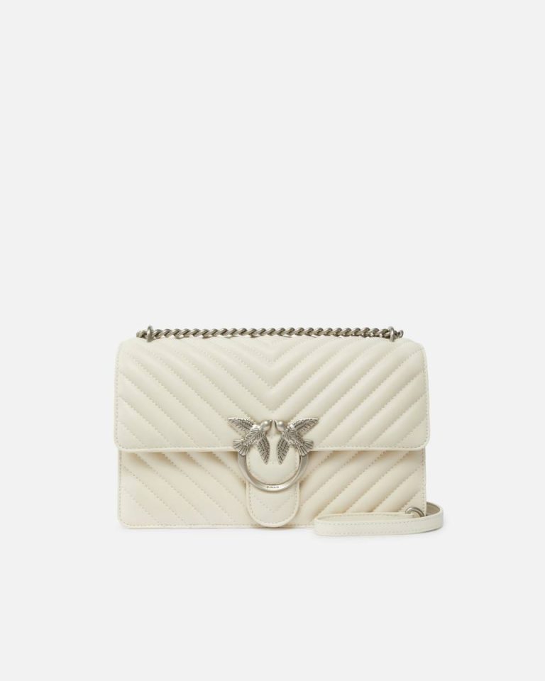 Shoulder Bags Classic Love Bag One Chevron Pinko White+White-Old Silver