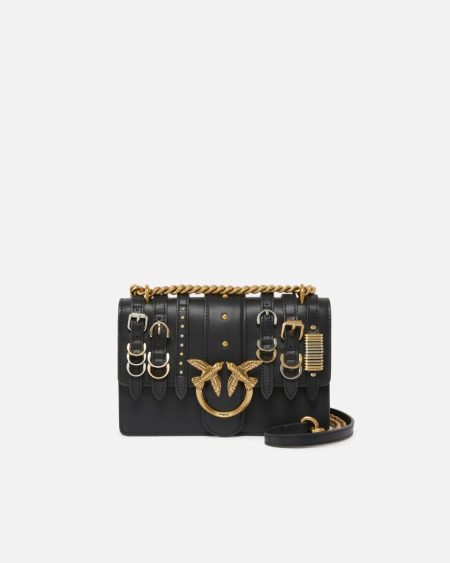 Shoulder Bags Limousine Black Pinko Love Bag Small Crossbody Bag In Leather With Straps