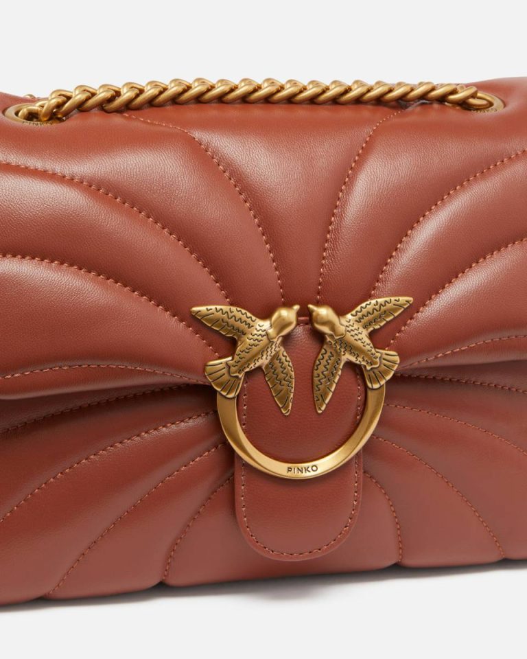 Shoulder Bags Love Bag Puff Large Butterfly Quilt Crossbody Bag Pinko Arab-Antique Gold - Image 3