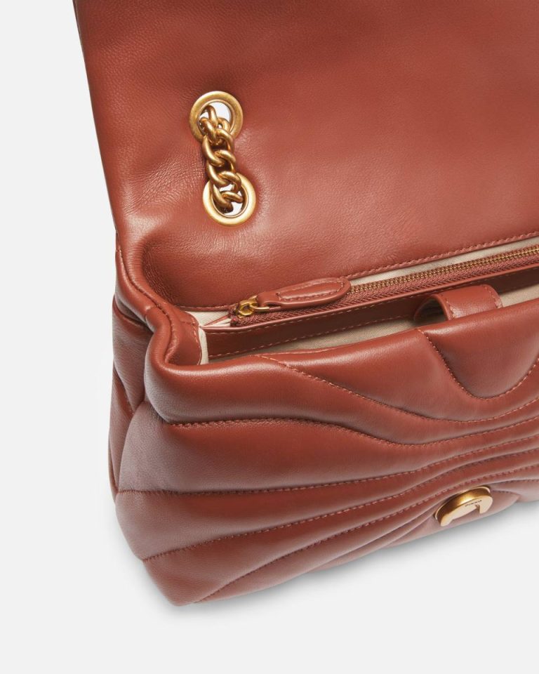 Shoulder Bags Love Bag Puff Large Butterfly Quilt Crossbody Bag Pinko Arab-Antique Gold - Image 4