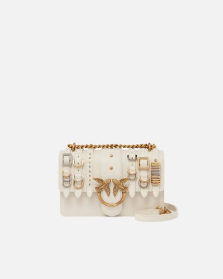 Shoulder Bags Love Bag Small Crossbody Bag In Leather With Straps White Silk-Mix Gal. Gold-Nikel Pinko