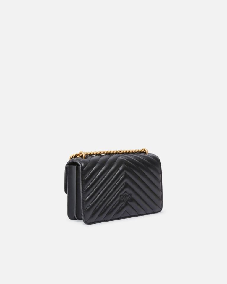 Shoulder Bags Mini Love Bag One Chevron Pinko Black-Antique Gold - Image 2