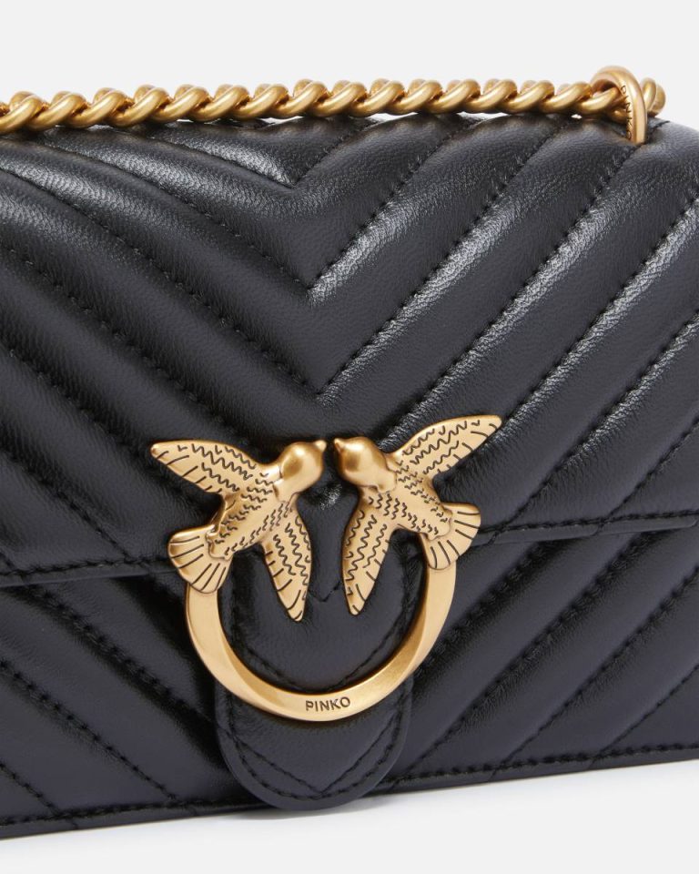 Shoulder Bags Mini Love Bag One Chevron Pinko Black-Antique Gold - Image 3