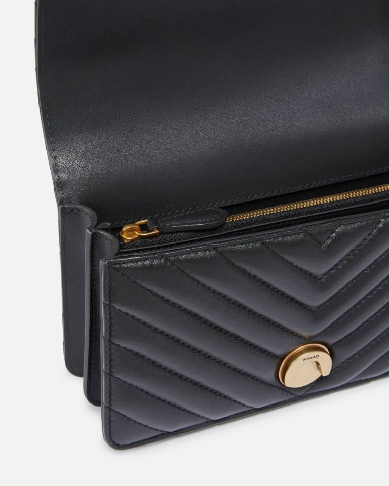 Shoulder Bags Mini Love Bag One Chevron Pinko Black-Antique Gold - Image 4
