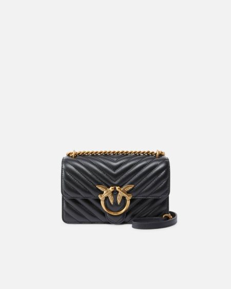 Shoulder Bags Mini Love Bag One Chevron Pinko Black-Antique Gold