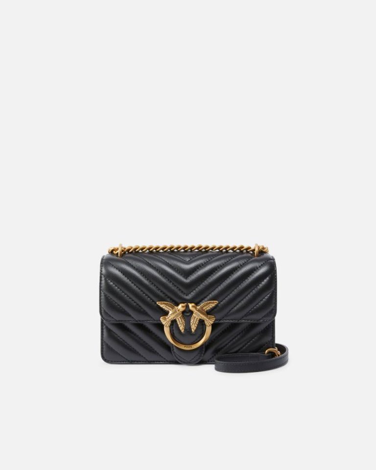 Shoulder Bags Mini Love Bag One Chevron Pinko Black-Antique Gold