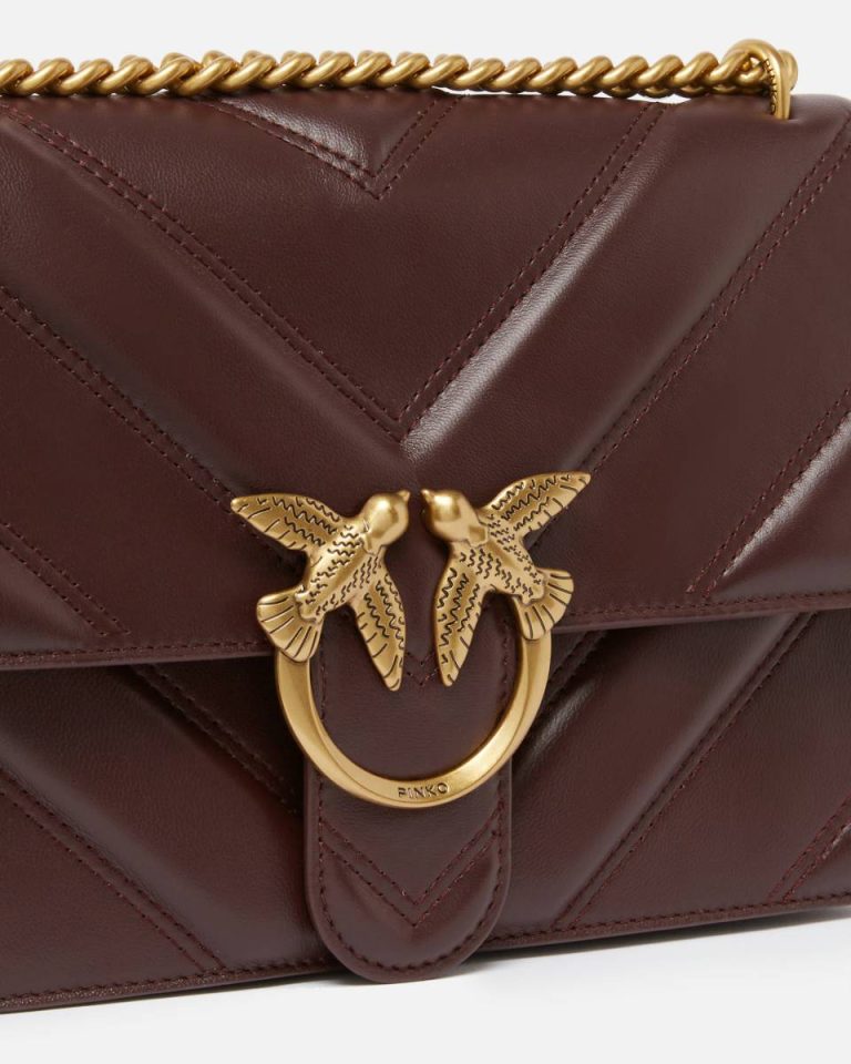 Shoulder Bags Pinko Catawba Grape-Antique Gold Love Bag Quilted Crossbody Bag With Chevron Motif And Logo - Image 3