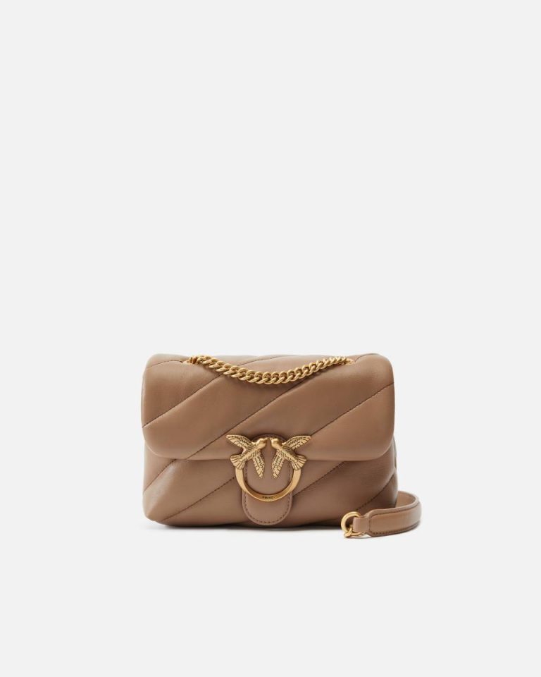 Shoulder Bags Pinko Ginger Biscuit-Antique Gold Mini Love Bag Puff Maxi Quilt