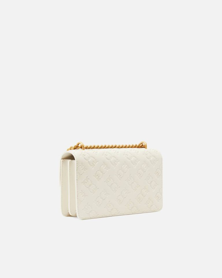 Shoulder Bags Pinko White+White-Antique Gold Love Bag Mini Crossbody Bag With Imprimé Logo - Image 2