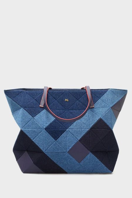 Shoulder Bags Purificacion Garci Denim Blue Women Origami Zipped Shoulder Bag