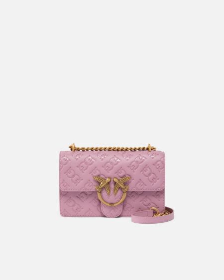 Shoulder Bags Purple-City Of Lilac-Antique Gold Love Bag Mini Crossbody Bag With Imprimé Logo Pinko