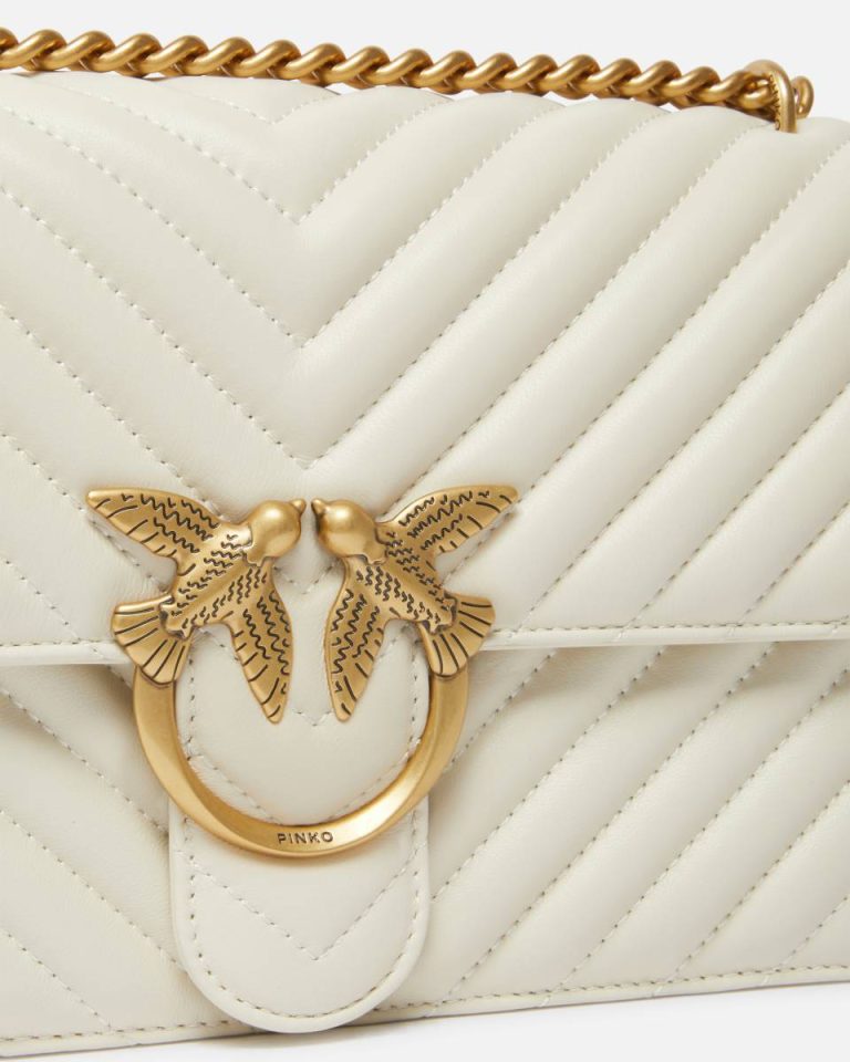 Shoulder Bags White+White-Antique Gold Classic Love Bag One Chevron Pinko - Image 3