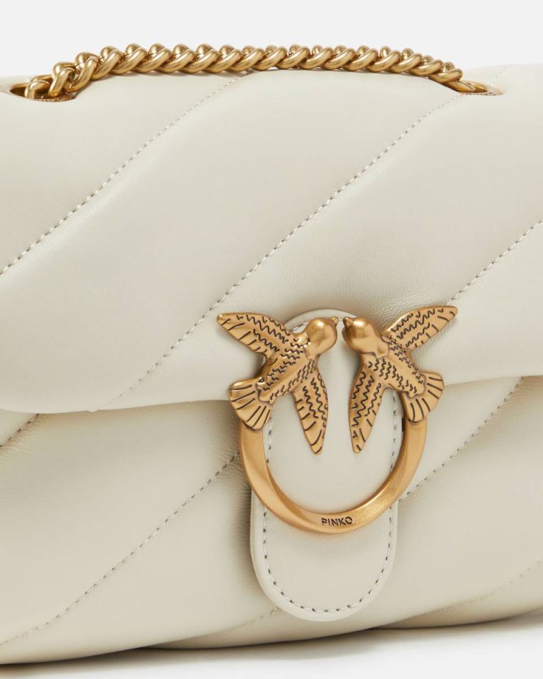 Shoulder Bags White+White-Antique Gold Mini Love Bag Puff Maxi Quilt Pinko - Image 3