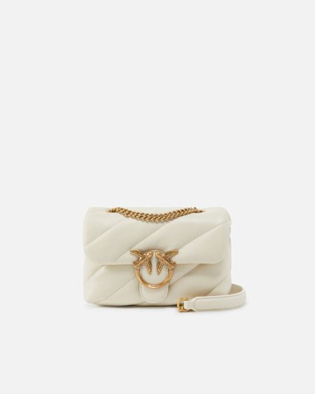Shoulder Bags White+White-Antique Gold Mini Love Bag Puff Maxi Quilt Pinko