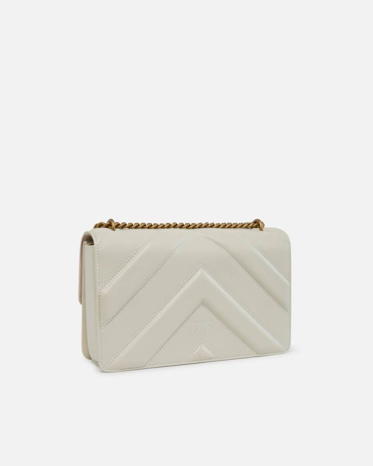 Shoulder Bags White+White-Antique Gold Pinko Love Bag Quilted Crossbody Bag With Chevron Motif And Logo - Image 2