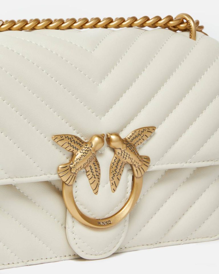 Shoulder Bags White+White-Antique Gold Pinko Mini Love Bag One Chevron - Image 3