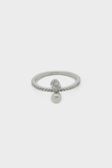 Silver/Crystal/Pearl Rings Purificacion Garci Radiant Pearl Ring Women