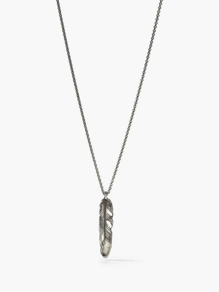 Silver Feather Necklace Black Men Jewelry John Varvatos