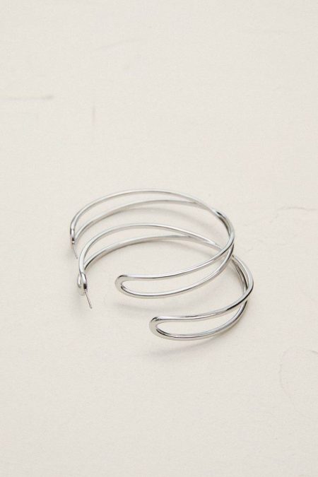 Silver Jewelry Karen Millen Silver Tone Criss Cross Hoop Earring Women