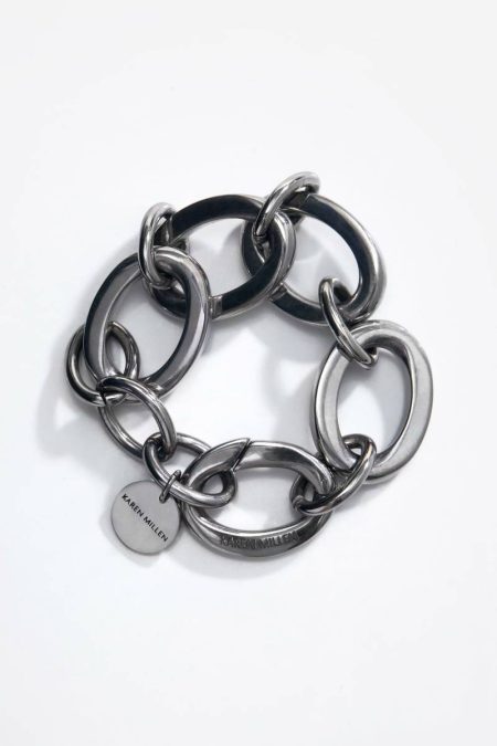 Silver Jewelry Premium Contoured Chain Link Bracelet Women Karen Millen
