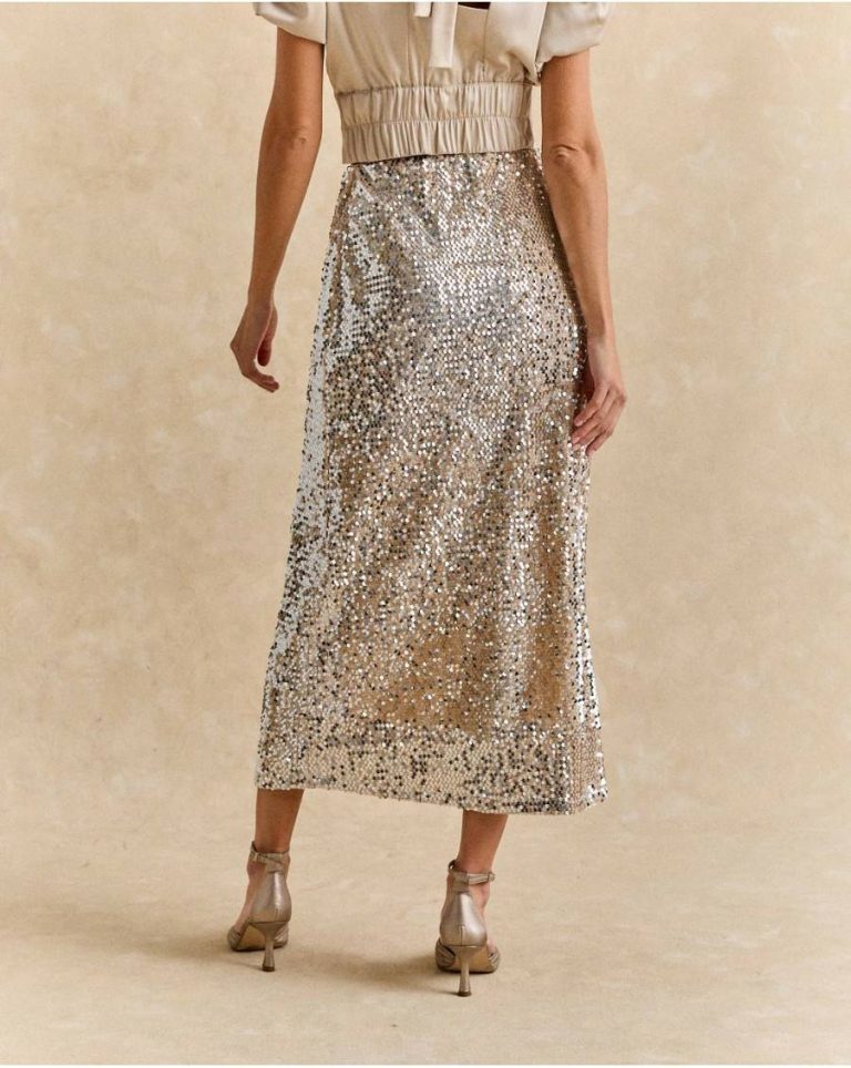Silver Litia Sequins Skirt Women Polín Et Moi Bottoms - Image 2