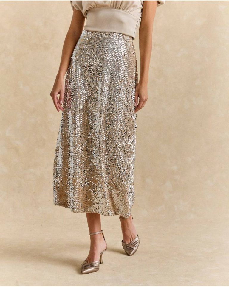 Silver Litia Sequins Skirt Women Polín Et Moi Bottoms - Image 3
