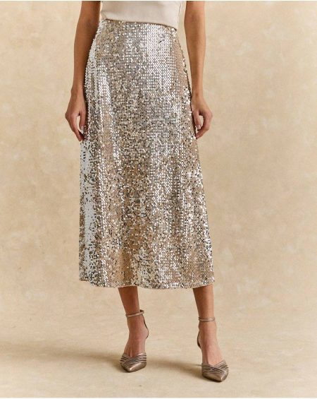 Silver Litia Sequins Skirt Women Polín Et Moi Bottoms