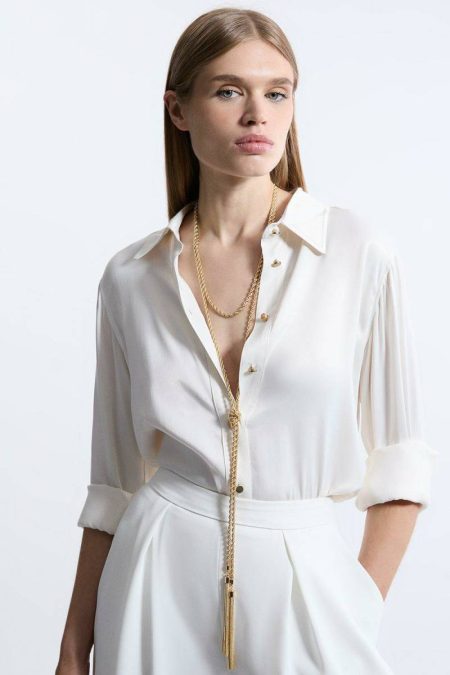 Silver Long Tassel Drop Necklace Karen Millen Women Tailoring