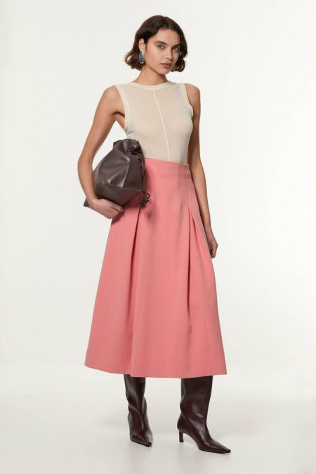 Skirts Coral Compact Stretch Tailored Seam Detail Prom Full Skirt Karen Millen Women