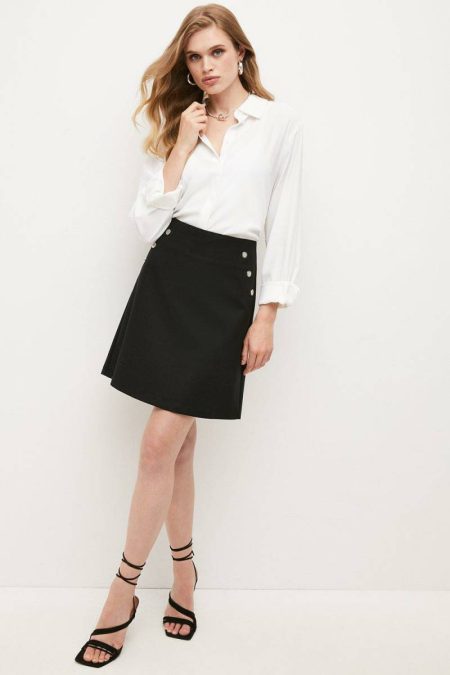 Skirts Karen Millen Essential Techno Woven Skirt Women Ivory