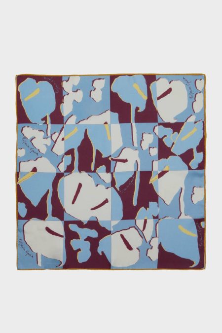 Sky Blue/Burgundy/Beige Purificacion Garci Women Cala Frida 53 Silk Bandana Scarves