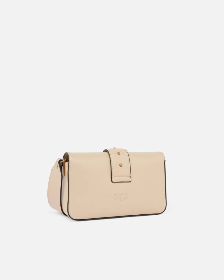 Soft Leather Mini Love Bag Shoulder Bag Beige-Smoke Grey-Antique Gold Shoulder Bags Pinko - Image 2