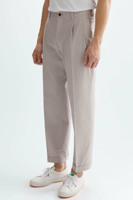 Stone Cotton Twill Relaxed Fit Trousers Purificacion Garci Trousers Men