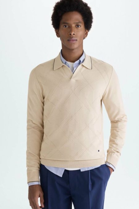 Stone Polo Collar Origami Pima Cotton Sweater Purificacion Garci Men Polo Shirts