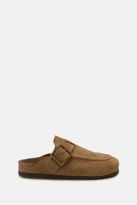 Suede Flat Shoes Brown Sandals Women Purificacion Garci