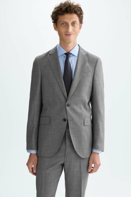 Suits And Blazers Men Wool Bird's Eye Weave Classic Fit Suit Jacket Gray Purificacion Garci