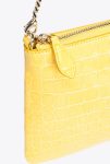 Sun Yellow-Light Gold Leather Goods Pinko Galleria Shiny Coloured Croc-Print Classic Flat Love Bag - Image 4