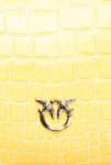 Sun Yellow-Light Gold Leather Goods Pinko Galleria Shiny Coloured Croc-Print Classic Flat Love Bag - Image 5