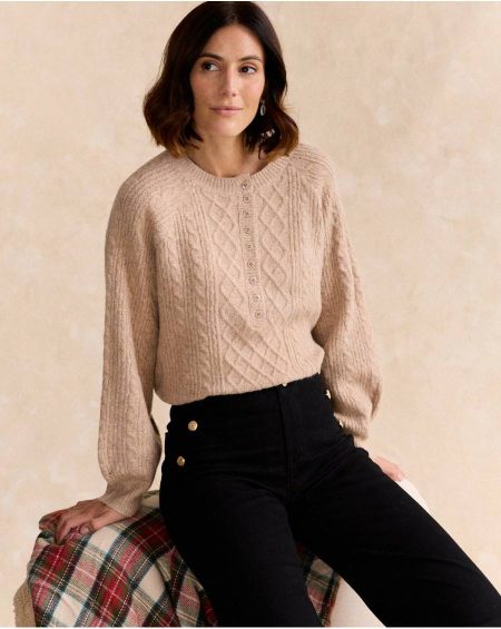 Sweater Tere Buttons Beige Tops Polín Et Moi Women