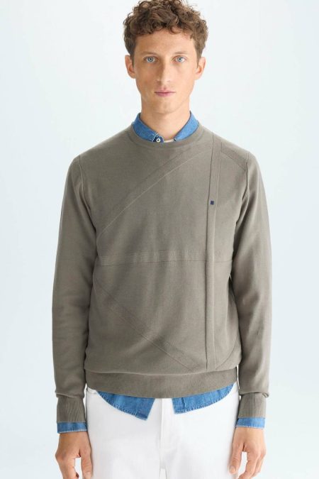 Sweatshirts Origami Pima Cotton Sweater Men Khaki Purificacion Garci