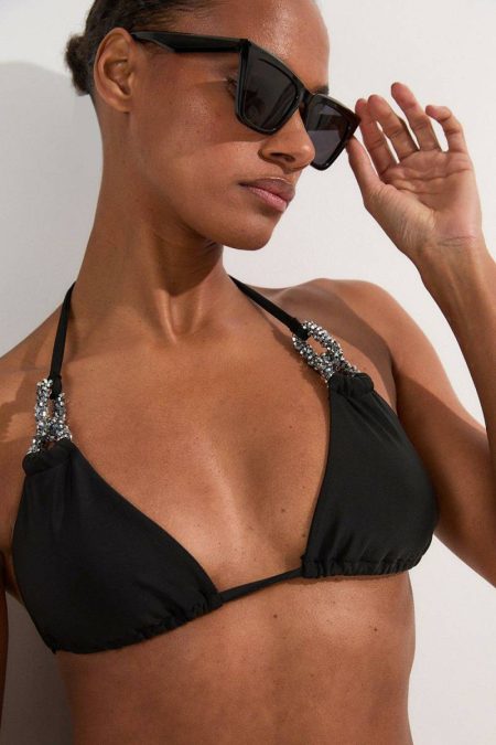 Swimwear Karen Millen Hardware Detail Triangle Bikini Top Women Black