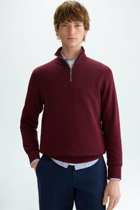 Swimwear Purificacion Garci Men Burgundy Interlock Sweatshirt