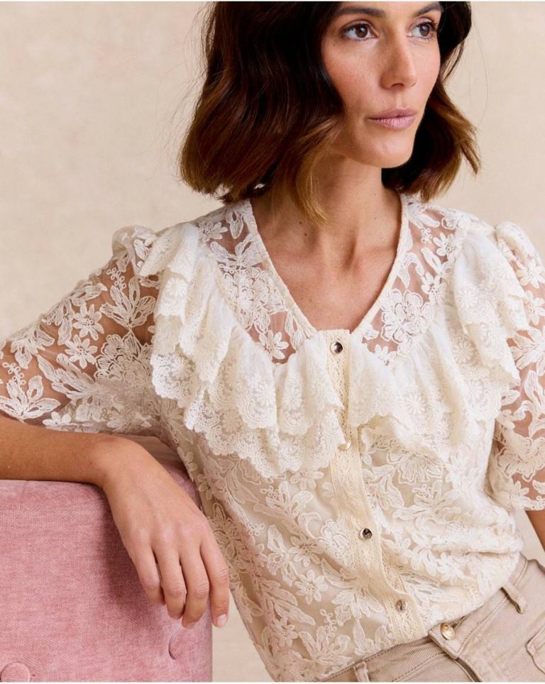 T-Shirts And Tops Polín Et Moi Griselda Embroidered Top Women Raw - Image 3
