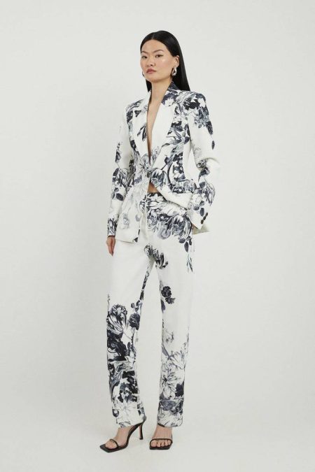 Tailored Crepe Printed Mono Floral Set Karen Millen Suits Women Mono