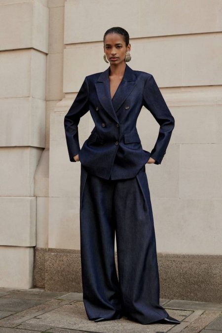 Tailored Denim High Waisted Wide Leg Pants Women Denim Karen Millen
