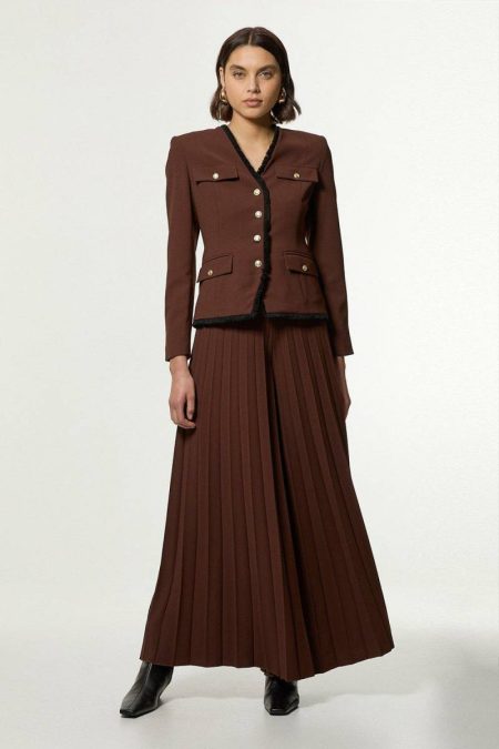 Tailoring Coffee Women Tailored Crepe Blazer Jumpsuit Karen Millen